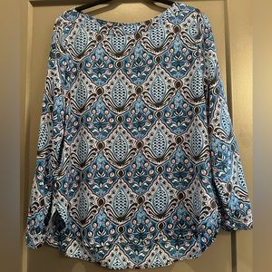 Loft long sleeve multicolor boatneck blouse